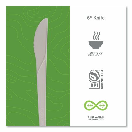 Eco-Products Plantware Compostable Cutlery, Knife, 6 in., White, 1000PK EP-S011-W